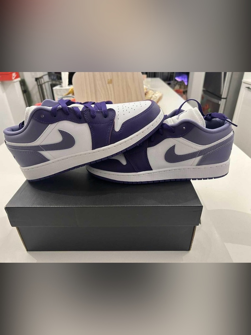 Jordan Low-Top Sneakers in Purple and White